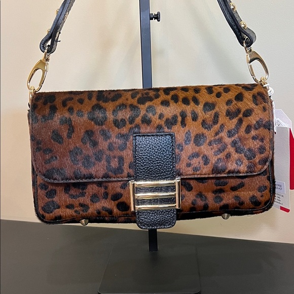 Divina FirenzeItalian Hair On Cowhide Leather Leopard Shoulder/Crossbody Bag